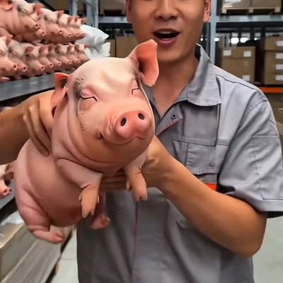 可爱仿真小猪按摩抱枕玩偶