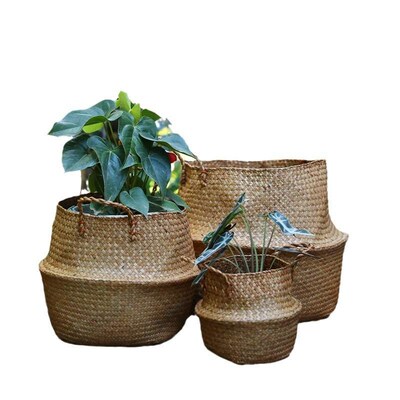 Internet celebrity flower basket, handmade straw woven stor-