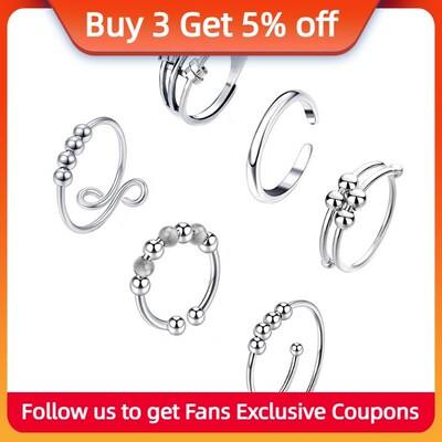 Fashion Anxiety Ring Runner Fidget Spiral Rotate Freely Bead