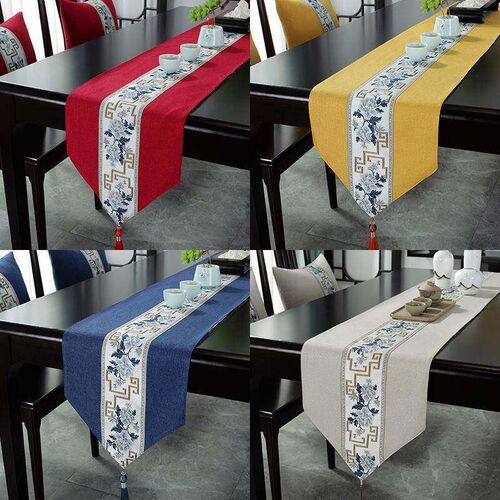New Chinese Style Cotton and Linen Table Runner Zen Dining