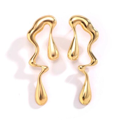 IngeSight.Z Creative Metal Irregular Water Drops Stud Earrin