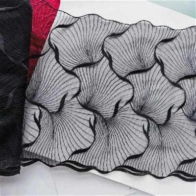 3 Meters Bilateral Ginkgo Leaves Mesh Embroidered Lace