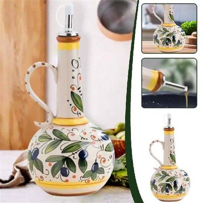 700ml Olive Oil Dispenser Embossed Ceramic Oil Vinegar