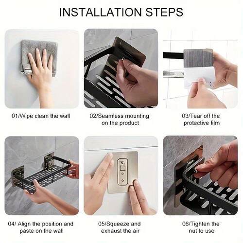 Punch-free Wall Mounted Bathroom Storage Organizer Shelf Sha