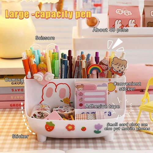Kawaii Large-Capacity Desktop Pen Holder Cute Cartoon Statio