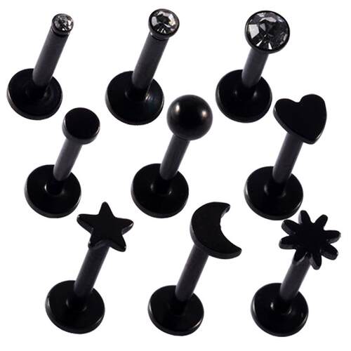 2PCS Surgical Steel Heart Ear Tragus Cartilage Piercing Mix