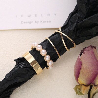 Retro Pearl Finger Ring Set 4PCS 52904 Euro Rings Creative S