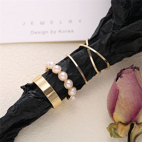 Retro Pearl Finger Ring Set 4PCS 52904 Euro Rings Creative S
