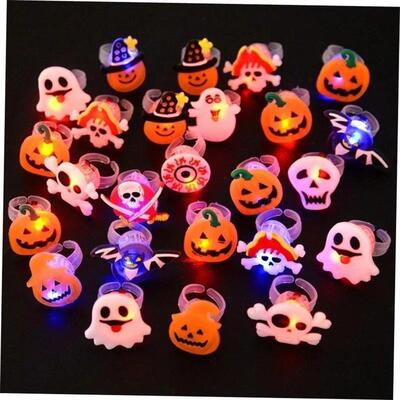 LED Light Halloween Ring Glowing Pumpkin Ghost Skull Rings