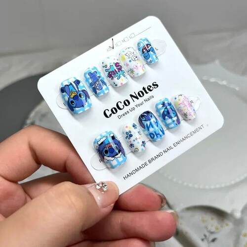 Stitch Cartoon Manicure Semi-Handmade Wearable Nails Simple