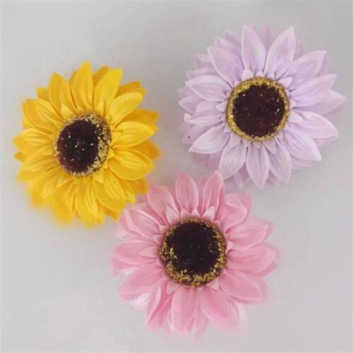 25 Pcs/Set Artificial Sunflower Heads Yellow Decorations
