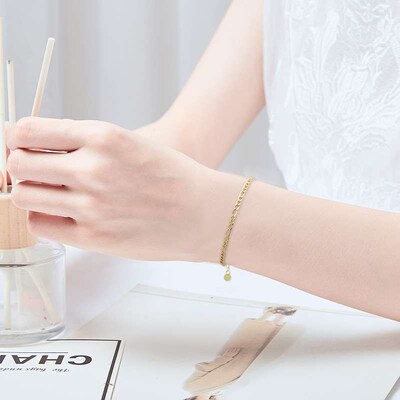 New stainless steel gold-plated Cuban anklet simple stainles