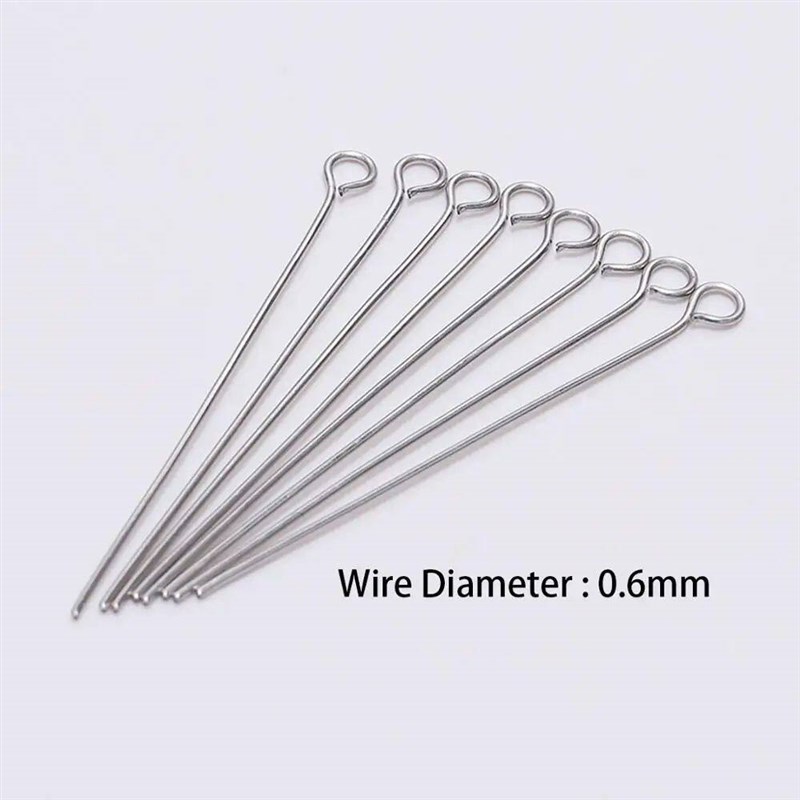 100pcs Stainless steel Eye Head Pins Metal Eye Pins For Jewe图片