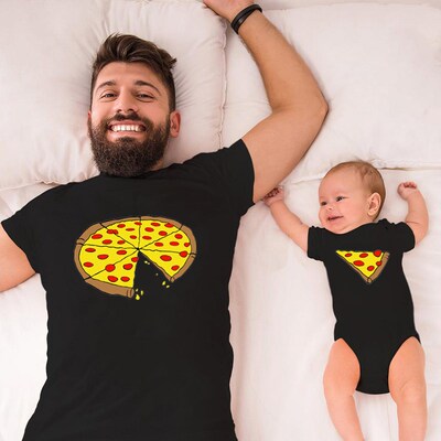Family Matching Clothes Father Mother Daughter Son Pizza T-s