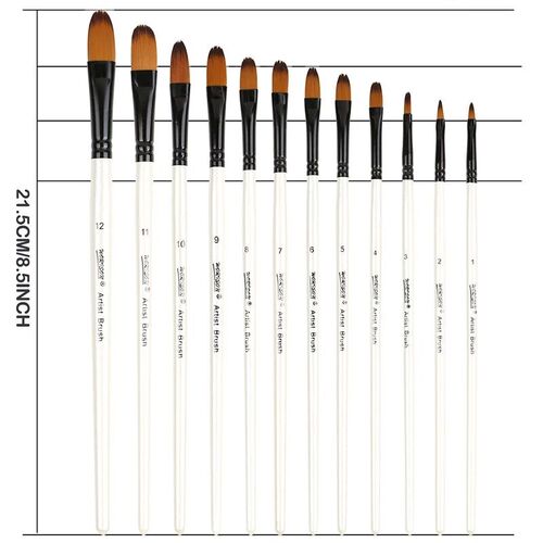 12 PCS Round Filbert Paint Brushes Set, Artist Brush for Acr