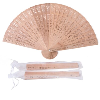 50pcs Personalized Customized Wooden Fan Wedding Favors Gift