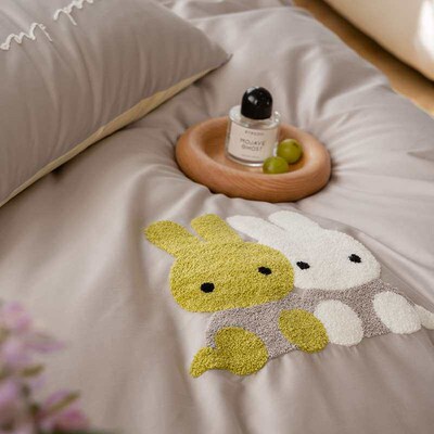 Ins Towel Embroidered Bed Four-piece Set 100 Cotton Cotton Q
