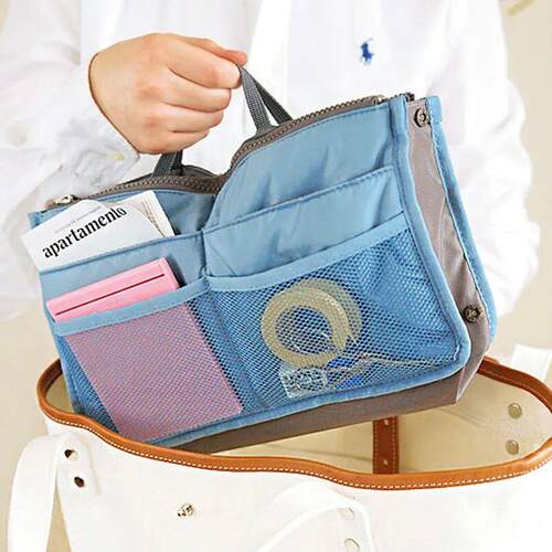 Multifunctional Bi-fold Storage Bag Double Zipper Large Capa