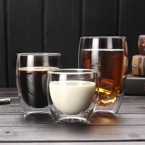 350ml Handle Double Wall Glass Mug Insulated Beer Milk Cup