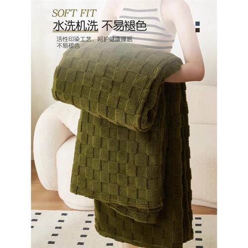 Waffle Fleece Bed Blanket Throw Coral Velvet Bed Sheet CCZKo