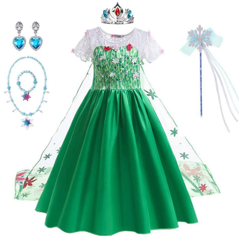 Elsa Green Dress for Kids Girl Princess  Costume Dresses  Ch图片