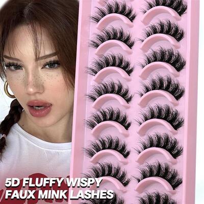 5/10 Pairs 3D Faux Mink Lashes Fluffy Soft Full Thick Wispy