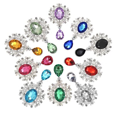 NEW 26 * 46mm 10Pcs Crystal Rhinestone Brooch Accessories DI