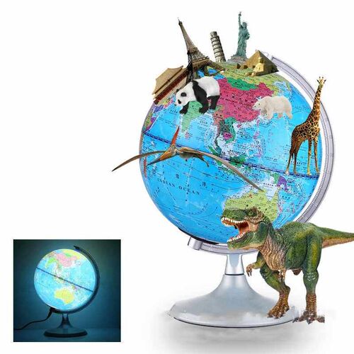 20CM Smart Voice AR Glowing World Globe LED World Map Globe