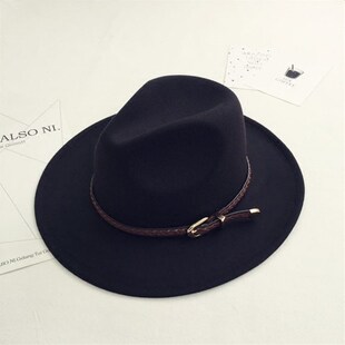 Women Men Wide Brim Wool Fedora Jazz Hat 男女大檐礼帽爵士帽