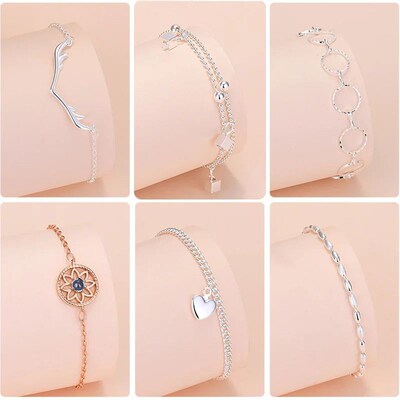 Lucky Bead Charm Bracelet For Women Chain Round Bangles Fash