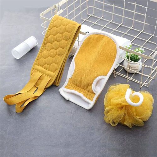 3pcs Body Scrubber Set Bath Glove Shower Brush Exfoliating S
