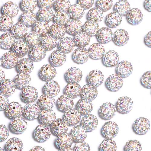 Crystal Rhinestone Pave Disco Ball Clay Bead Round Loose Bea