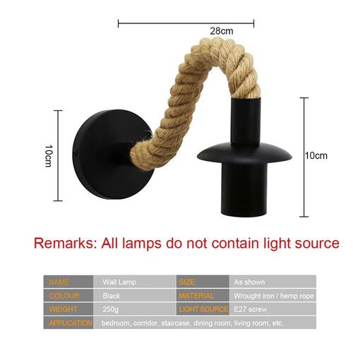Retro Vintage  Rope Wall Lamp E27 Wall Light 110V 220V Indoo
