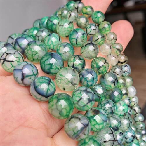 6/8/10mm Pretty Green Dragon Vein Agates Loose Round Beads f