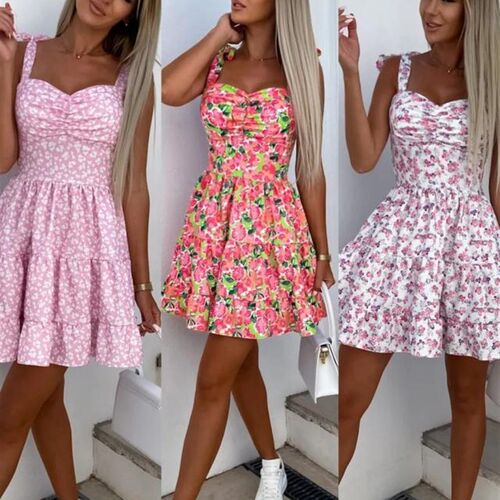 2023 Summer Fashion Short Boho Dress Women Mini Floral Print