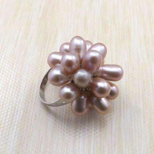 High Quality Adjustable Natural Pearl Rings Fresh Water Pear