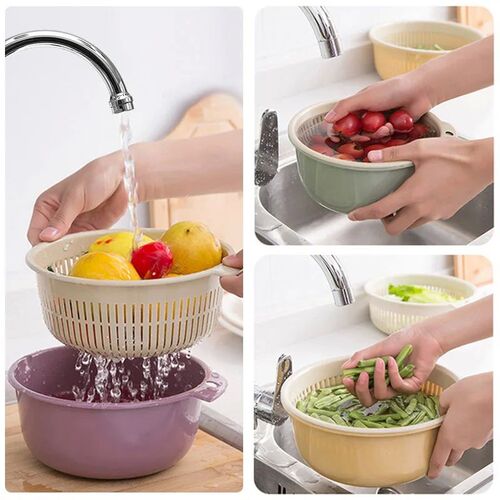 Kitchen Supplies Kitchen Double Drain Basket Fruit Vegetable
