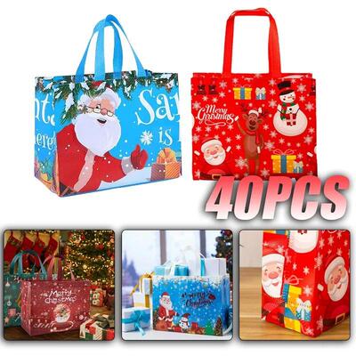 Christmas Gift Bags Santa Elk Snowflake Tote Bag Childrens