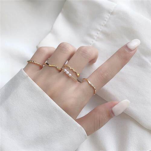 5Pcs/set Light Luxury Simulation Pearl Simple Fashion Plain