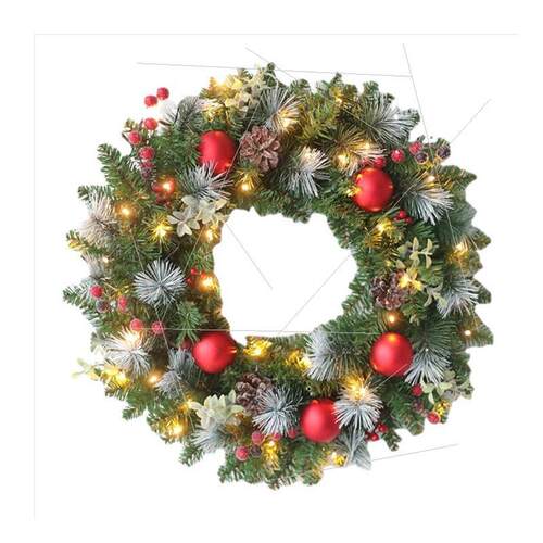 Christmas rattan ring PVC red fruit PE leaf wreath花环
