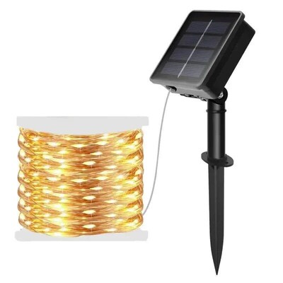 10m100LED Solar Fairy Waterproof Copper Wire String Lights C