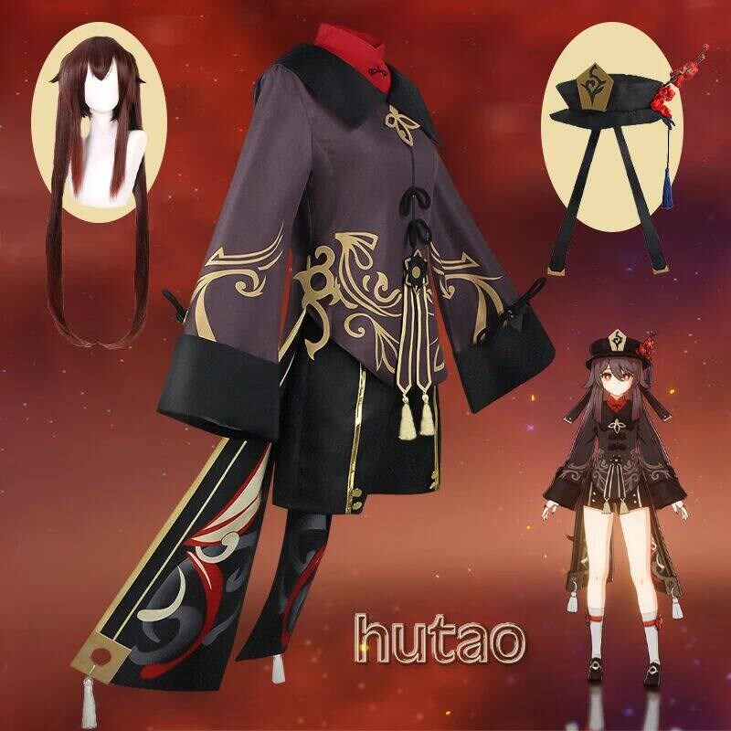 Impact Hutao Sepatu Kostum Cosplay Wig Seragam Kostum Hallow