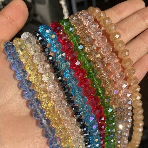 3 4 6 8mm Faceted Czech Crystal Glass Rondelle Beads Round J
