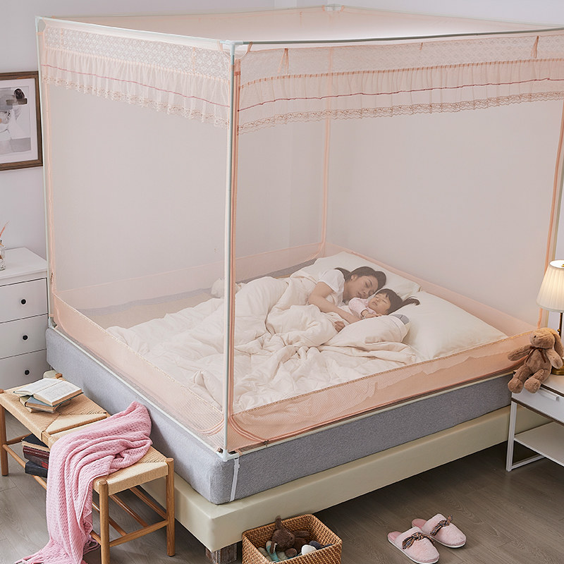 新款夏季支架拉链蚊帐三开门儿童加密加厚1.5m1.8米床家用,床上用品,蚊帐,淘宝优惠券,粉丝福利购,淘宝优惠卷
