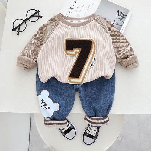 Spring New Boys Crewneck Sweater Long Sleeve Set Mens Baby