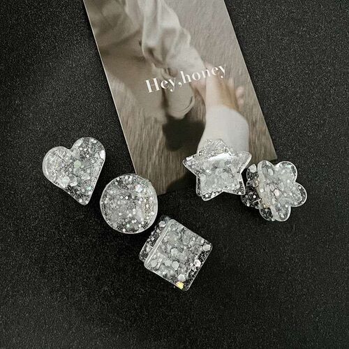 2 Pack Silver Sequins Small Grab Clip Bangs Clip All-match S