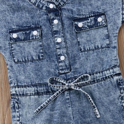 Summer Toddler Kids Baby Girl Clothes Denim Sleeveless Rompe