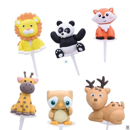 1pcs Party Cake Topper Cute Cartoon Animal Decor Creative