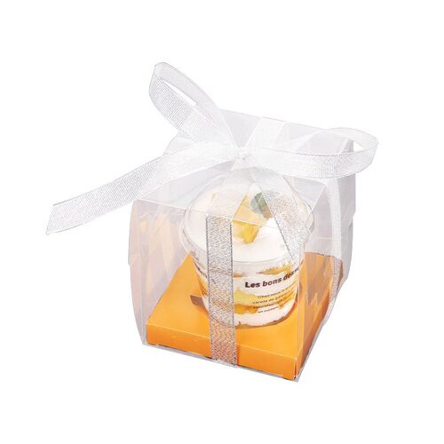 Cupcake packaging box full transparent PET single grain wood