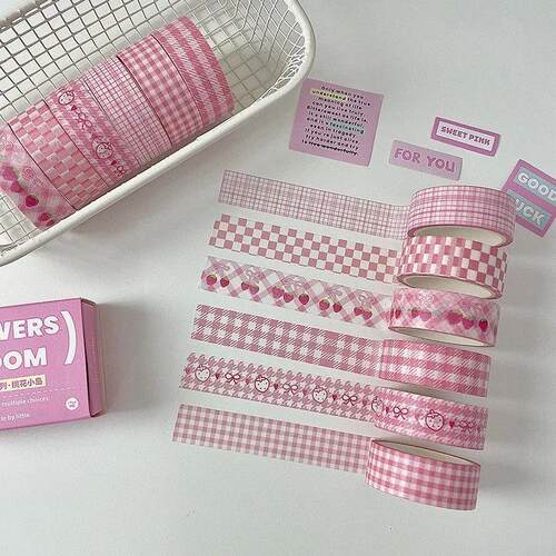 MINKYS 6pcs/lot Basic Grid Style Decorative Tape Cute Cartoo